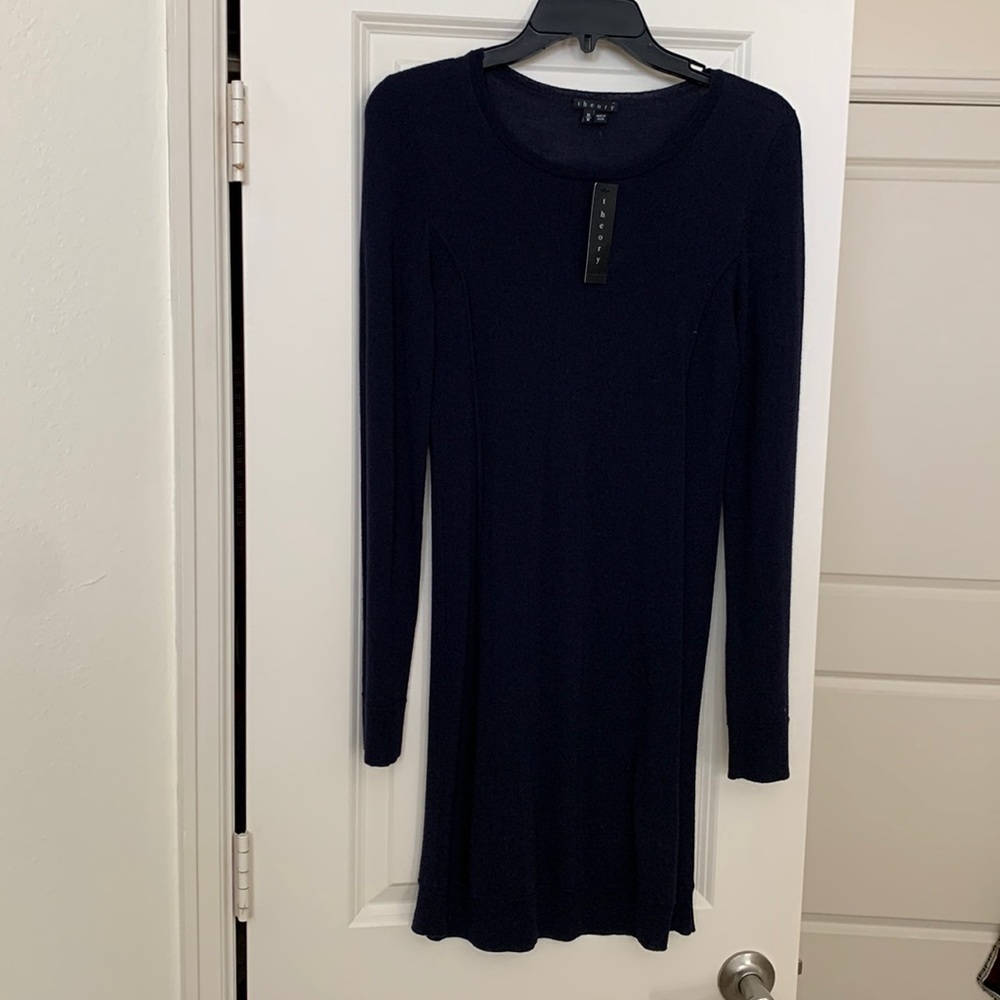 Theory - navy blue long sleeve sweater dress - wool - medium - new with tags NWT